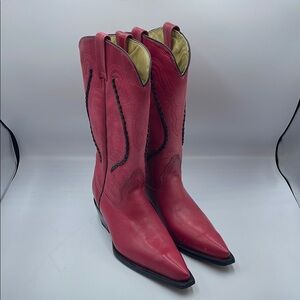 Elegant Red Western Heeled Boots